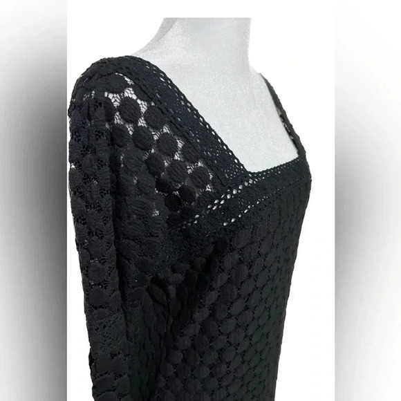 NWT Solitaire by Ravi Kholsa square neck crochet dress small - Picture 2 of 7